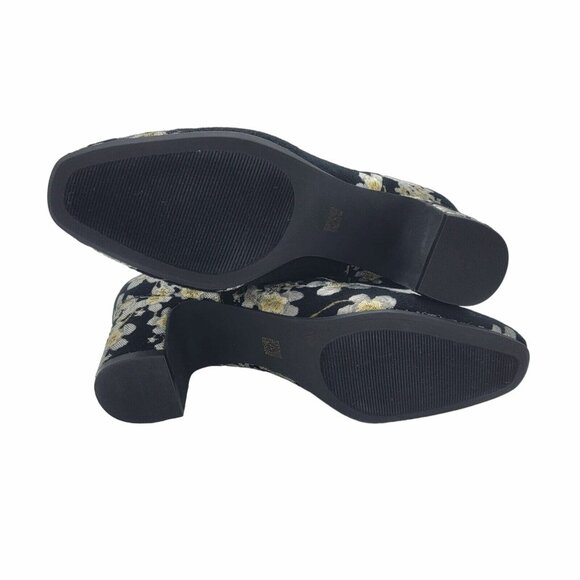 ✨✨✨Ann Klein 7 Women's Gorgia Chelsea bootie boots Black Silver floral roses New - Picture 6 of 9